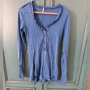 Free People  Blue Long Sleeve Tee